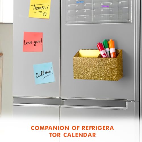 Image of BEYGORM Magnetic Dry Erase Marker Holder for Whiteboard & Refrigerator | Non-slip Acrylic Pen Holder for Classroom, Fridge Magnet, Locker Organizer Accessories, Teacher & School Supplies(Gold)
