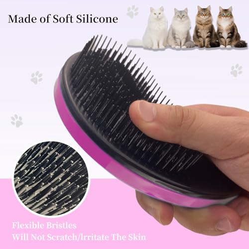 Image of Cat Brush for Shedding - Perfect Grooming Tool for Long-Haired Cats | Deshedding & Hair Remover for Indoor Pets (Pink)