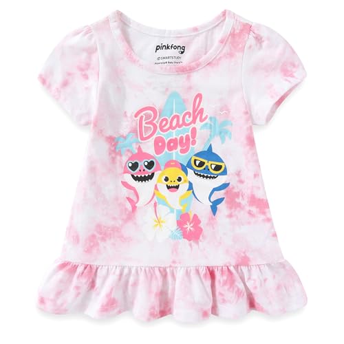 Image of Nickelodeon Baby Shark Girls 2-Piece Short Sleeve Shirt and Pants Set for Toddlers