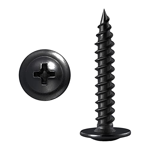 Image of (200 pcs) Wensilon #10x1-1 /4 inch Black Phillips Truss Head Wood Screws Quick Metal Self Tapping
