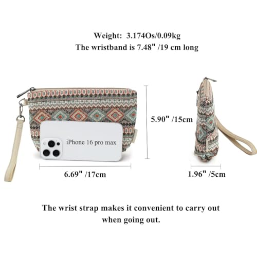 Image of Small Wristlet Wallets for Women, Zip Clutch Bag with Wristlet Pouch, 3-Zipper Original Design