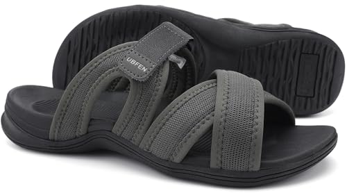 Image of UBFEN Womens Walking Slides Sandals Comfortable | Soft Cushion Footbed, Lightweight Casual, Adjustable Strap, Outdoor, Orthopedic Arch Support