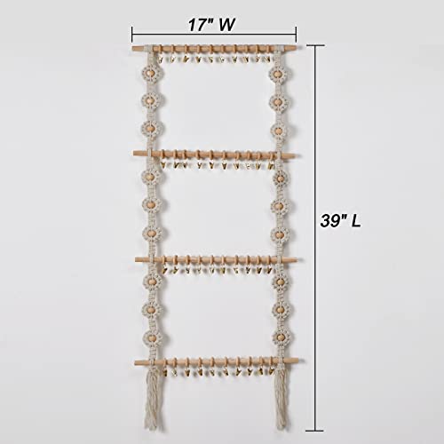 Mokof Headband Holder For Baby Girls, Bow Holder For Girls Hair Bows, Macrame Hanging Storage Organizer Newborn Headbands, Bows, Boho Nursery Wall Decor (4 Rods, Holds 40 Headbands) #TOP4