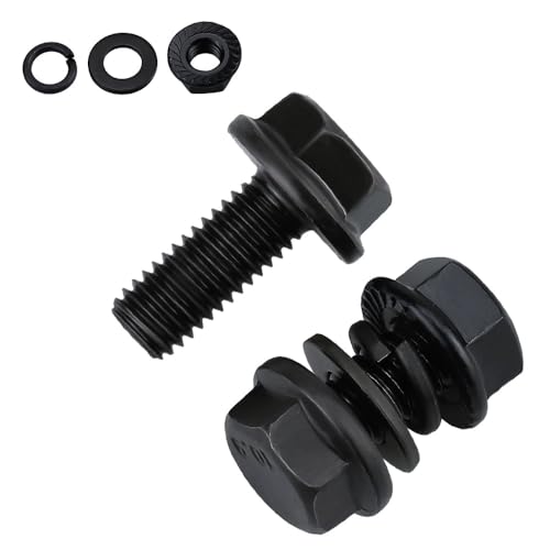 Image of 20 Sets M6-1.0 x 20mm Flange Hex Bolt with Flange Nuts and Flat & Lock Washers Assortment Set, 10.9 Grade Alloy Steel, Serrated, for Automotive Repair & Machinery Projects, Glvaner