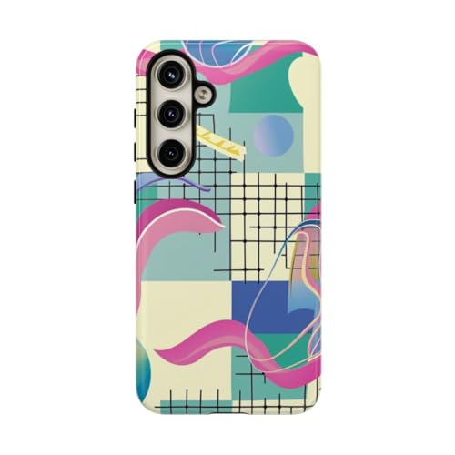 Coque Samsung Galaxy S24 Plus rigide brillante au motif géométrique abstrait coloré tendance