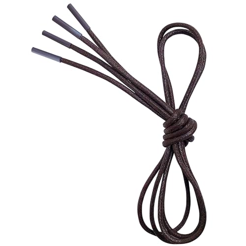 VSUDO 80 cm Cordones Redondos Encerados Marrón de Zapatos de Vestir, ø2.5mm Oxford Cordones Marrón para Brogue y Derby, Business Cordones de Zapatos para Mujer o Hombre (1 Par-Marrón-080cm)