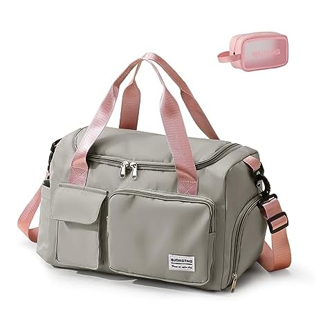 Small Gym Bag for Women, Waterproof Duffle Bag Carry On Weekender Bag with Shoe Compartment & Wet Pocket, Gym Tote Bag for Travel, Workout, Sport Cover