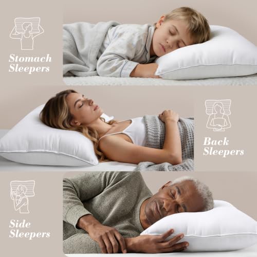 Image of viewstar Pillows King Size Set of 2, Fluffy, White | Firm Support, Down Alternative, Hotel Quality, Oeko-Tex Certified, Plump Filling, Machine Washable, for Side Back Sleepers