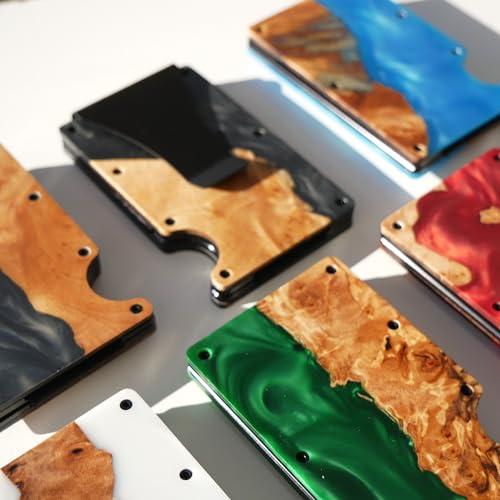 The Element - Personalized Wallet for Men - Slim Minimalist RFID Card Holder Money Clip - Wood Metal Wallet for Him - 5 Colors - Birthday, Anniversary, Father's Day Gift for Husband, Boyfriend, Dad4