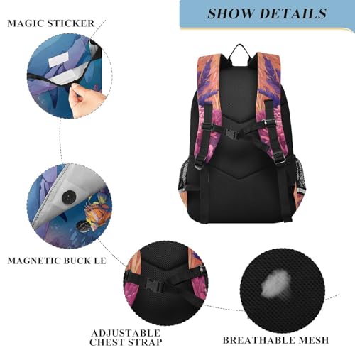 senya Dolphin with Coral Backpack Water-Resistant Bag Lightweight Bookbags with Reflective Strip2