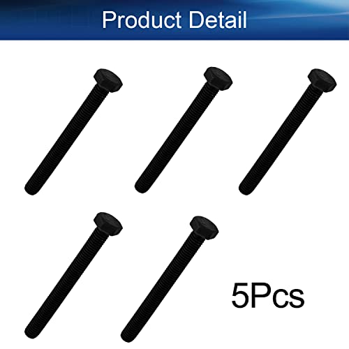 Image of M8 x 75mm Carbon Steel Grade 8.8 External Hex Head Screw Bolts Metric Thread Hexagon Bolts Fastener, 80.5 x 13 x 13mm (Lx W x H) for Machinery Furniture Hardware Black 5pcs