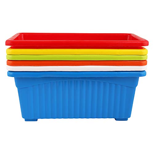 Leafy Tales Multicolor Rectangular Plastic Pots for Plants, Window Display, (Set of 6) (34.5 x 18.5 x 14 cm), (Model: Tub - 6)