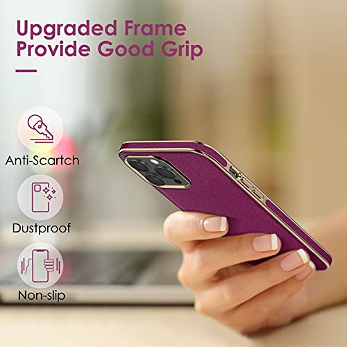 LOHASIC for iPhone 13 Pro Max Case Leather, Luxury Phone Case, Fuchsia - image 5