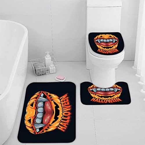 Badematten Set 3D 40x60 Halloween Entsetzen absorbierend 3-teiliges Flanell-Badezimmerteppich-Set maschinenwaschbare…