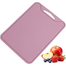 Silicone Cutting Board,8.6 * 11.8in BPA Free Flexible Kitchen Chopping Board for Meat, Vegetables and Fruit,Dishwasher SafeDeep Purple