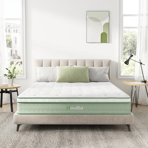 Image of Novilla King Size Mattress, 10 Inch Hybrid Mattress, Gel Memory Foam & Individually Wrapped Pocket Coils Innerspring for Cozy Sleep, King Mattresses in a Box, Medium Firm with Pillow Top