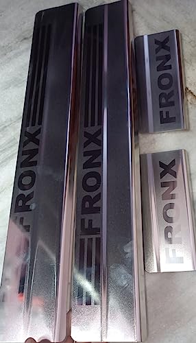 Image of AC Door Sill /Foot Step Stainless Steel Scuff Plate Plates Compatible with Maruti Suzuki Fronx (Set of 4 Pcs)