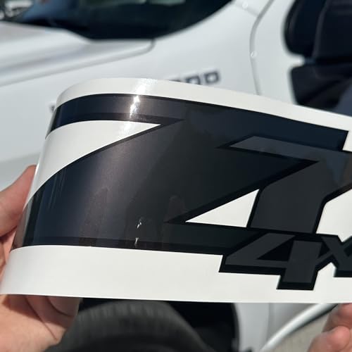 Image of GOLD HOOK Z71 4x4 Decals Compatible with Chevy Silverado GMC Sierra - F (2007-2013) Bed Side 1500 2500 HD, Set of 2, Premium Series (Charcoal Metallic Finish)