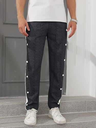 ZOCANIA Mens Casual Sweatpants Loose Fit Button Jogging Pants Sports Running Basketball Athletic Fall Winter Pants3