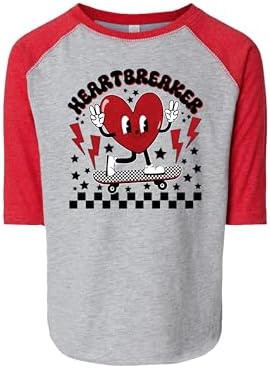 Heartbreaker Boy Retro Heart Checkered Lightning Bolt Valentine's Day Retro Heart Shirt Oatmeal Pullover Infant Toddler Youth image 2