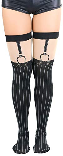Image of ToBeInStyle Women's Full Footed Pantyhose with Thigh High Designs