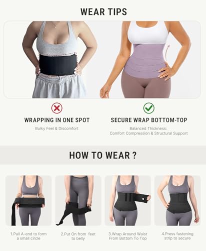 Image of FeelinGirl Waist Trainer for Women Trimmer Belt Waist Cincher Tummy Wrap Plus Size Body Shaper (One Size, Light purple)