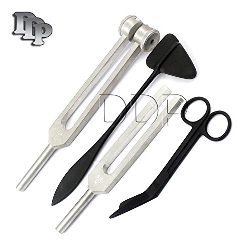 DDP TACTICAL BLACK - SET OF 4 PCS REFLEX TAYLOR HAMMER MALLET TUNING FORK C 128 512 HZ BANDAGE SCISSORS 5.5