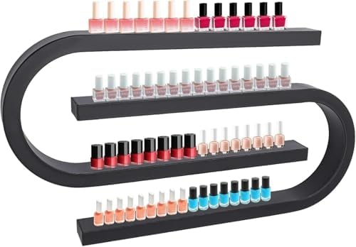 2-Tier Wall Mounted Nail Polish & Essential Oil Storage Rack, Iron U-Shaped Perfume Organizer, Multifunctional Hanging Holder for Nail Salons & Beauty Shops (Black)