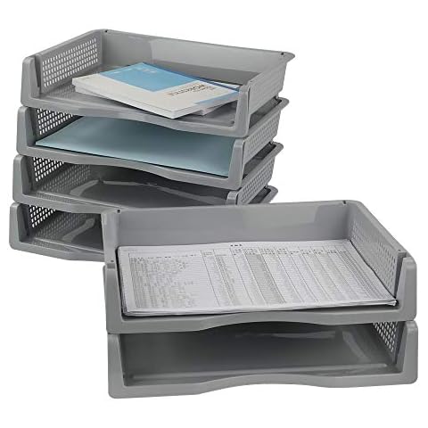 Bblina 6 Tier Plastic Stackable File Tray, Desktop Organiser Storage Tray Cover