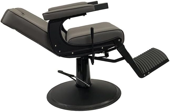 Genérico Sillón Barbero Vintage hidráulico reclinable y Giratorio con reposabrazos Modelo Mamba Gris