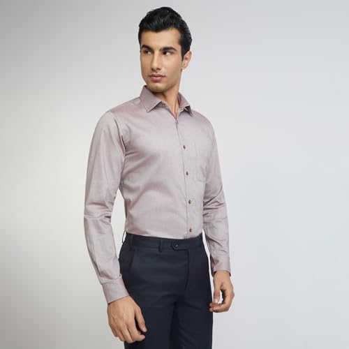 Image of Raymond Men's Slim Fit Solid Pattern Pure Cotton Semi Cut Away Collar Full Sleeve Formal Shirt