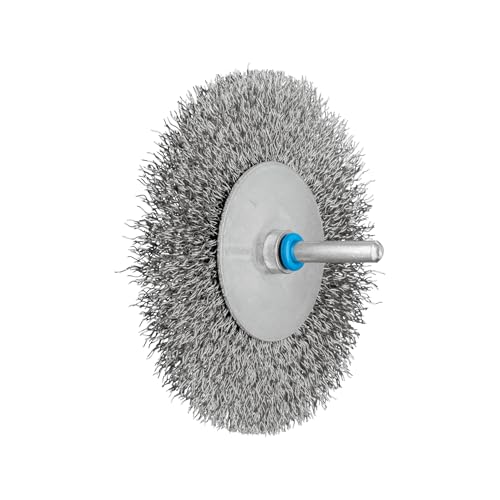 Image of PFERD Round Brush Untwisted RBU | Diameter 100 x 10 mm Shaft Diameter 6 mm Stainless Steel Wire Diameter 0.30 | 43198008 - for Straight Sanders, Drills, Bending Shafts