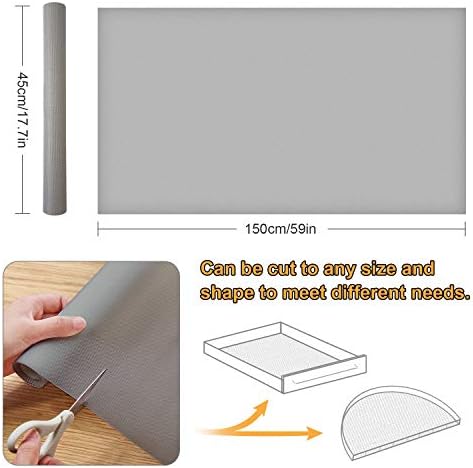 ZB ZealBoom 3 Packs Kitchen Non-Slip Mat EVA Shelves Cabinets Drawer Mat Cut to Size Waterproof Fridge Mats Anti-Mould Drawer Liner Pads DIY Mats 45 cm x 150 cm Grey