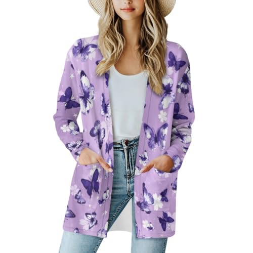 Image of Cardigan Sweaters for Women Long Sleeve Cardigan Soft Drape Open Front Fall Dusters V-Neck Jackets Dressy Loose Coat