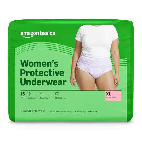 Amazon Basics Postpartum Incontinence Underwear for Women, Maximum Absorbency, Leak Protection, Odor...