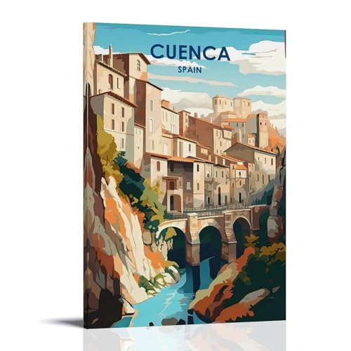 Poster Cuenca Espagne vintage par ouweri - Impression murale retro pour chambre 40x60 cm