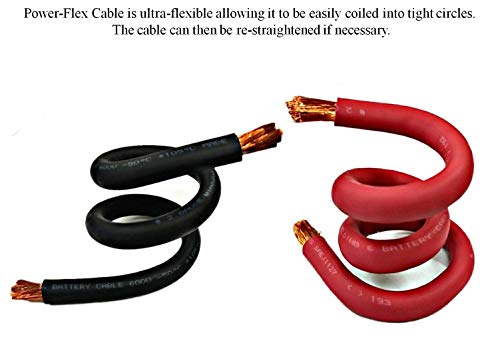 Wni 1/0 Awg 1/0 Gauge 5 Feet Black + 5 Feet Red Battery Welding Pure Copper Ultra Flexible Cable + 5Pcs Of 5/16" & 5Pcs 3/8" Copper Cable Lug Terminal Connectors + 3 Feet Heat Shrink Tubing #TOP1
