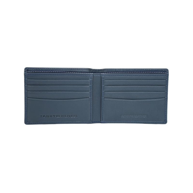 Image of Tommy Hilfiger Men's Benin Slimfold Wallet - Navy | Laser-Etched Leather | Ultra-Slim Design| Purse for Men | Ideal for Gifting