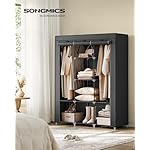 SONGMICS Portable Closet, 51.2 Inch Large Capacity Wardrobe Closet Organizer with Fabric Cover, Hanging Rods and Shelves, 51.2 x 17.7 x 66.1 Inches, for Bedroom, Living Room, Ink Black URYG096B01 - Image 2