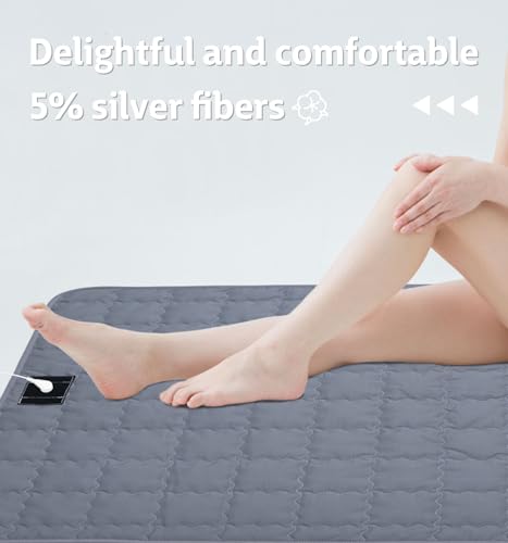 Image of Grounding Mat for Bed Cotton Grounding Pad Silver Fiber Earth Connected Mat with 15ft Grounding Cord for Enhance Sleep Stress Relief Gray 23.6x34.1 Inch