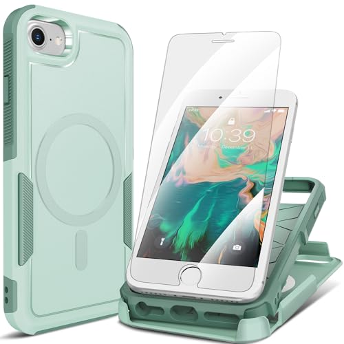 MHYALUDO iPhone SE  3  2022/ 2  2020 P[XAiPhone 8/7 P[XA2X KXXN[veN^[tA360° t{fBϏՌAϗAn[h PC & \tg TPU 2 in 1