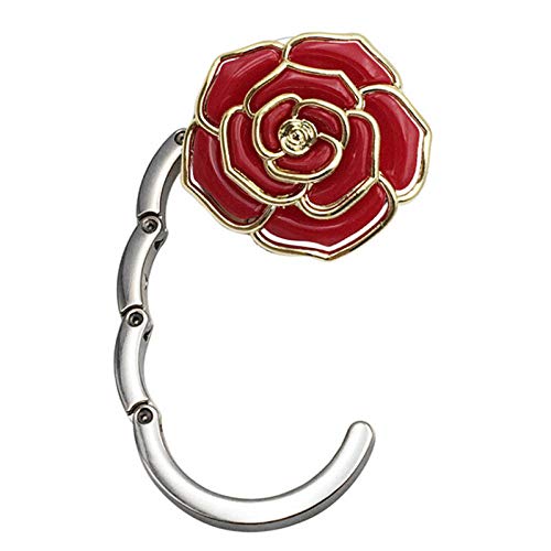 Joeesun 5pcs jolie rose forme sac rond crochet crochet sac à main créatif crochet rails papillon motif crochet pliable porte cintre pour sac bourse rouge Cover