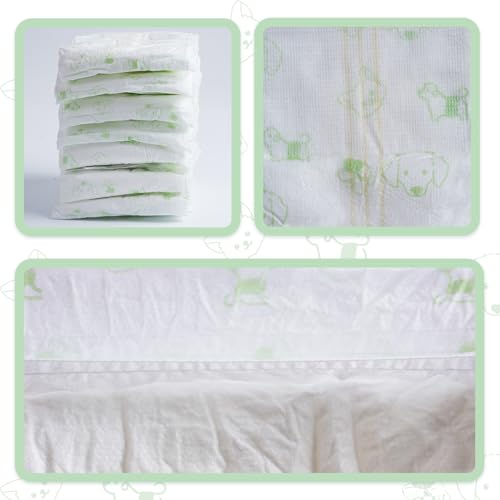 Image of IMMCUTE Dog Diapers Male 100 Ct, XSmall, Male Dog Diapers Disposable with Wetness Indicator, Adjustable Male Dog Wraps