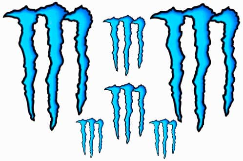 [Stedecals] Sticker Decals Compatible with [Monster] for Cars Motocross Racing Motorbike Dirt Bike ATV Trucks Boats Skateboards Surfboards Snowboards Helmets Laptops Waterbottles (6 Pack) (Blue)