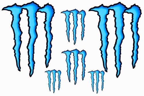 [Stedecals] Sticker Decals Compatible with [Monster] for Cars Motocross Racing Motorbike Dirt Bike ATV Trucks Boats Skateboards Surfboards Snowboards Helmets Laptops Waterbottles (6 Pack) (Blue)