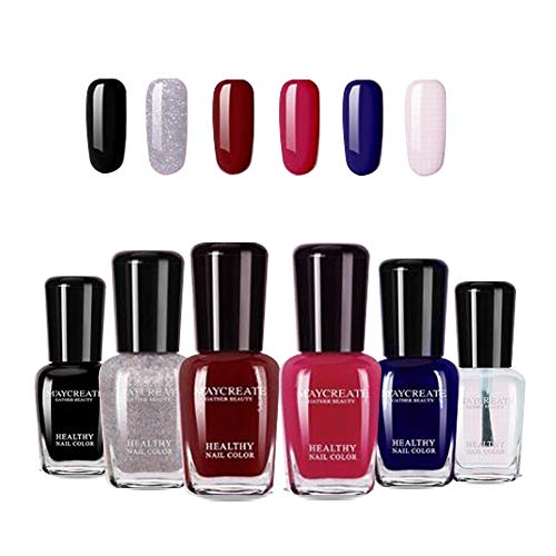 Non Toxic Nail Polish Set Easy Peel Off and Quick Dry Eco Friendly Water Based Nail Polish for Girls Women and Teens Kids(6 Bottles)