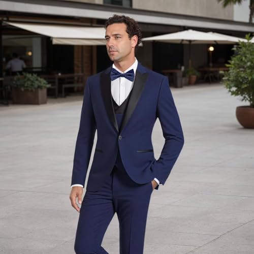 Mens Suits 3 Piece, Suits for Men Slim Fit Double Breasted Suit Men Wedding Business Prom Blazer Vest Pants Set2