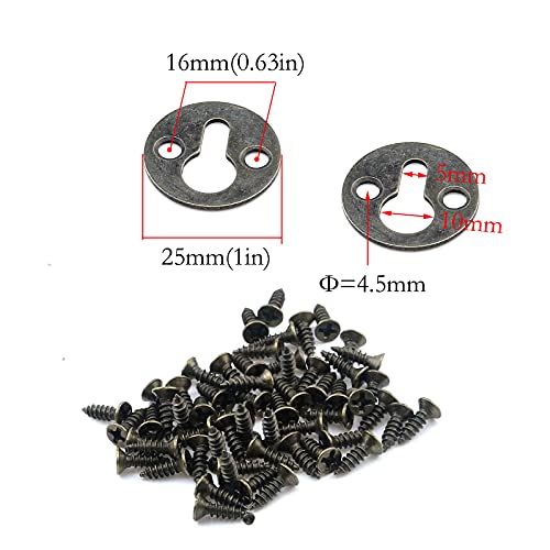 Image of Antrader Metal Round Type Keyhole Shelf Brackets Hangers for Picture Frame Hanging with Screws Pack of 24 (Bronze Tone)