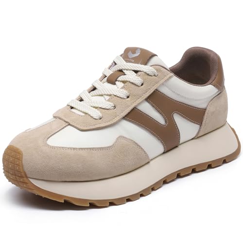 somiliss Platform Fashion Sneakers for Women Suede Patchwork Casual Tennis Shoes Comfortable Non Slip Running Walking Shoes