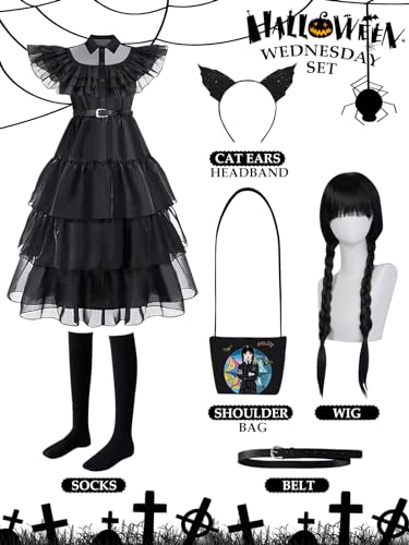 Vestido negro de disfraz para niñas 4-5 años miniatura 6